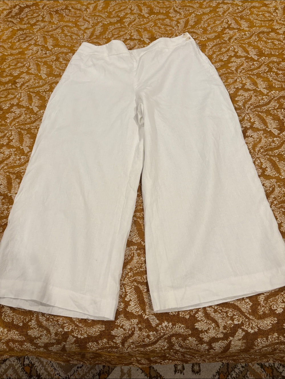Talbots wide leg white linen trousers, lined, side zip, size 14